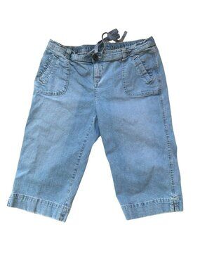 Oh Baby Capri Jeans Elastic Drawstring Waist Womens Large Maternity Pockets